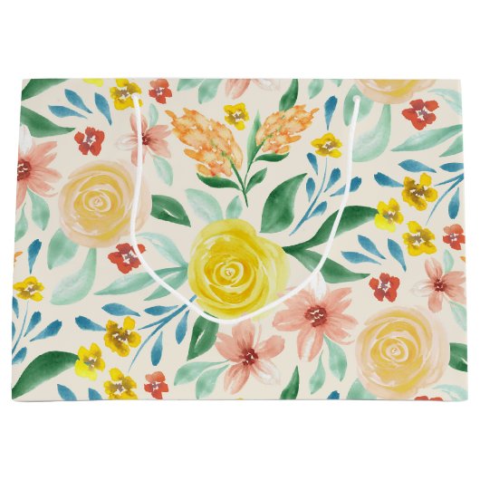 Beste wensen waterverf floraal groot cadeauzakje (Voorkant)