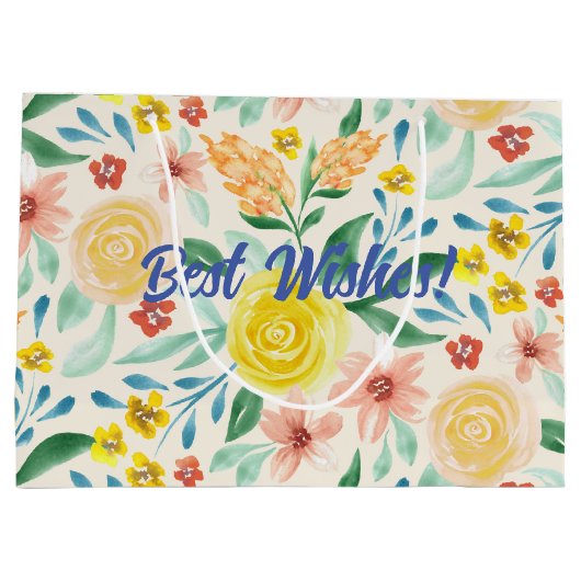 Beste wensen waterverf floraal groot cadeauzakje (Achterkant)
