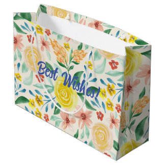Beste wensen waterverf floraal groot cadeauzakje