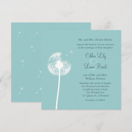 Beste wensen! Wedding Invitation (turquoise) Kaart (Voorkant / Achterkant)