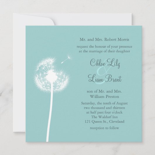 Beste wensen! Wedding Invitation (turquoise) Kaart (Voorkant)