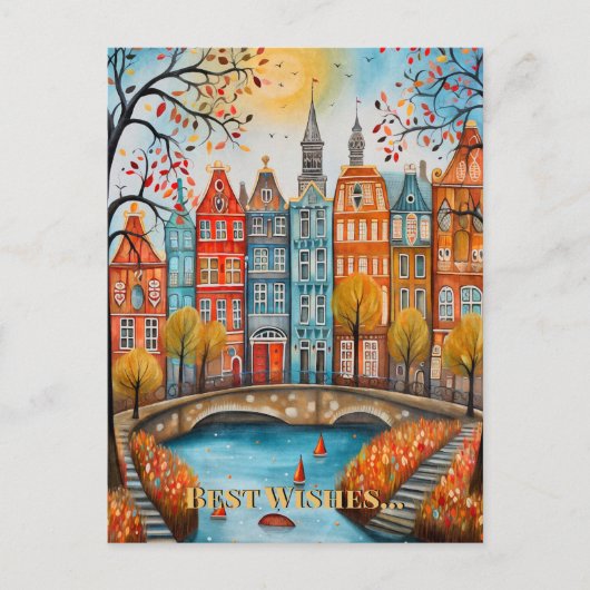 Beste wensen Whimsical Herfst in Amsterdam Briefkaart (Voorkant)