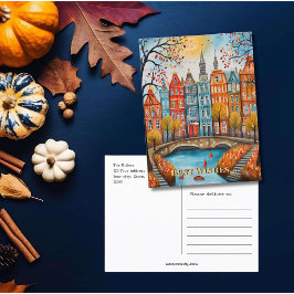 Beste wensen Whimsical Herfst in Amsterdam Briefkaart