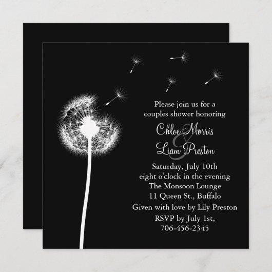 Beste wensen! Zijn en Hare Shower Uitnodiging (zwa (Voorkant / Achterkant)