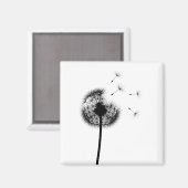 Beste wensen zwarte dandelion Magnet (Voorkant / Achterkant)