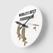 BESTE WERELD **VISHERMAN** COOL CLOCK RONDE KLOK (Hoek)