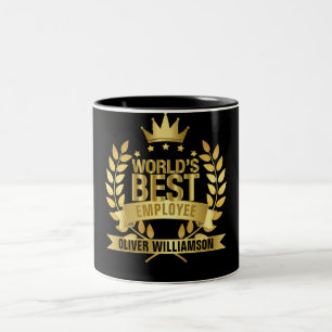 Beste Wereldmedewerker Zwart en Goud 5 sterren Tweekleurige Koffiemok