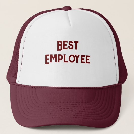 Beste Werknemer Tekst Wit en Maroon Kleur Trucker Pet (Voorkant)