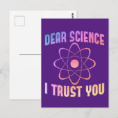 Beste wetenschap, ik vertrouw je, grappige wetensc briefkaart (Voorkant / Achterkant)