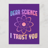 Beste wetenschap, ik vertrouw je, grappige wetensc briefkaart (Voorkant)
