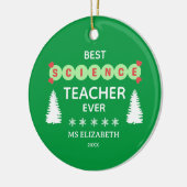 Beste Wetenschaps Leraar Typografie Kerstmis Groen Keramisch Ornament (Links)