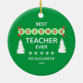 Beste Wetenschaps Leraar Typografie Kerstmis Groen Keramisch Ornament (Achterkant)