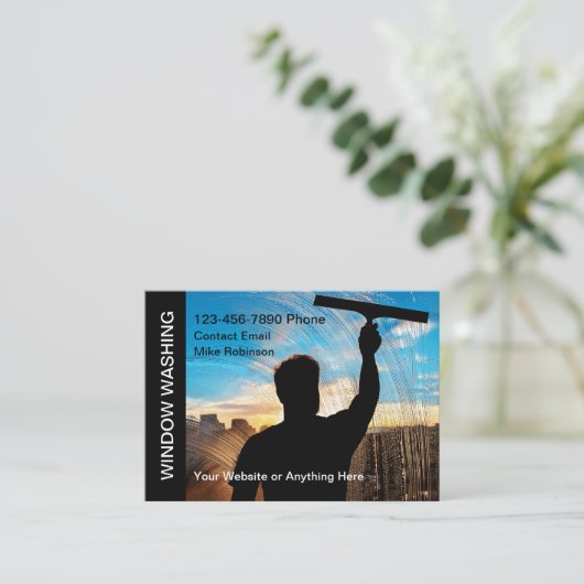 Beste Window Washing Theme Visitekaartjes (Staand voorkant)