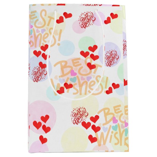 Beste Wishes Wrapping Paper - Hearts & Pastels Gif Medium Cadeauzakje (Voorkant)