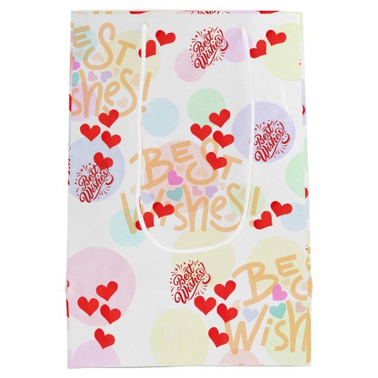 Beste Wishes Wrapping Paper - Hearts & Pastels Gif Medium Cadeauzakje (Achterkant)