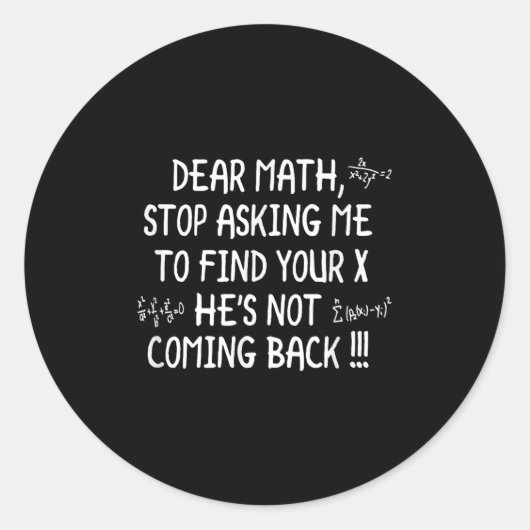 Beste Wiskunde Grappige Wiskunde Quote Ronde Sticker (Voorkant)