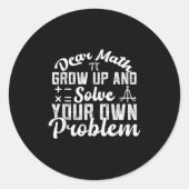 Beste Wiskunde groeit op en lost uw eigen Wiskunde Ronde Sticker (Voorkant)