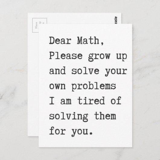 Beste wiskunde lost uw eigen problemen op briefkaart (Voorkant / Achterkant)