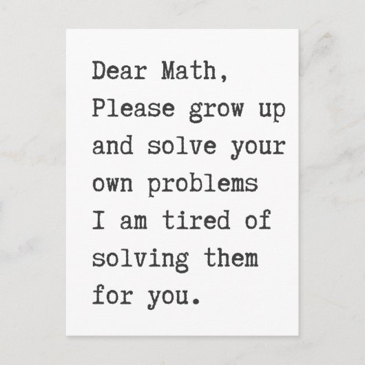 Beste wiskunde lost uw eigen problemen op briefkaart (Voorkant)