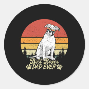 Beste witte bokser vader ooit  retro hondenvader ronde sticker