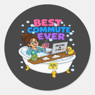 Beste woon-werkverkeer ooit Grappig 'Werken vanuit Ronde Sticker