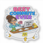 Beste woon-werkverkeer ooit Grappig 'Werken vanuit Sticker (Voorkant)