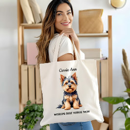 Beste Yorkie moeder ter wereld met Afbeelding Tote Bag