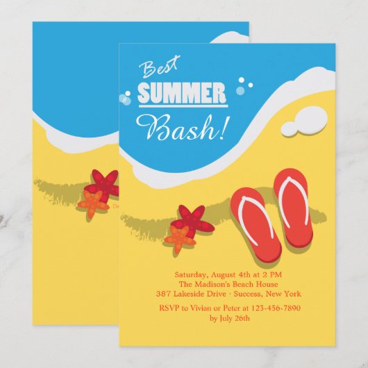 Beste Zomerfeest uitnodigingen (Voorkant / Achterkant)