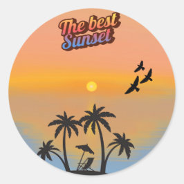 Beste zonsondergang. ronde sticker