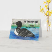 Beste zoon Loon roept Vaderdag Waterverf Kaart (Gele Bloem)