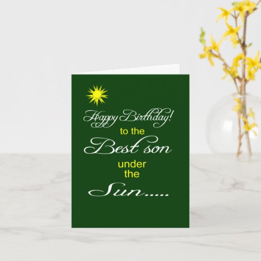 Beste zoon onder de zon gelukkige verjaardagswens kaart (Gele Bloem)