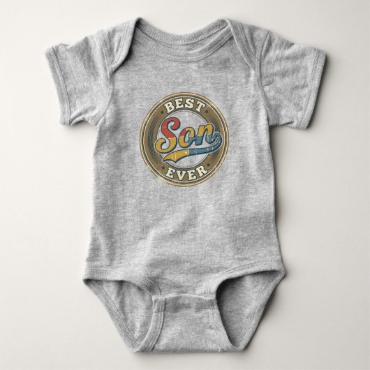 Beste zoon ooit vintage ronde badge ontwerp romper (Voorkant)