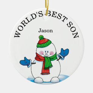 Beste zoon Snowman Kerstmis ter wereld Keramisch Ornament
