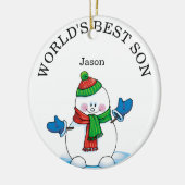 Beste zoon Snowman Kerstmis ter wereld Keramisch Ornament (Links)