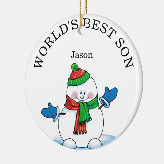Beste zoon Snowman Kerstmis ter wereld Keramisch Ornament (Links)