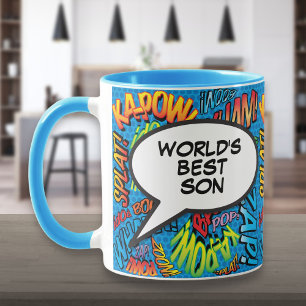 Beste zoon ter wereld Leuk retro stripboek Blauw Mok