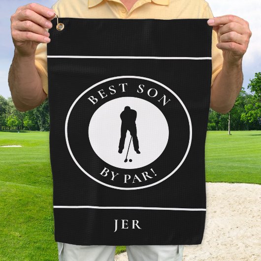 Beste zoon volgens par black monogram golfhanddoek