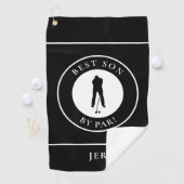 Beste zoon volgens par black monogram golfhanddoek (Insitu)