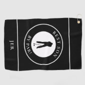Beste zoon volgens par black monogram golfhanddoek (Horizontaal)