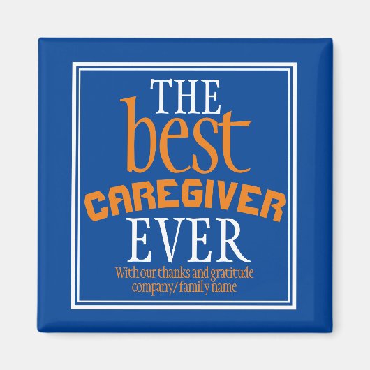 Beste zorgverlener ooit Typografie Blue Magnet (Voorkant)