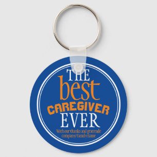 Beste zorgverlener ooit Typografie Blue Sleutelhanger