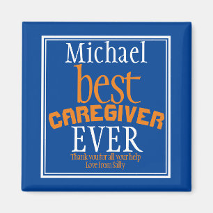 Beste zorgverlener ooit Typografie Name Blue Magneet