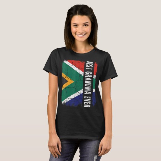 Beste Zuid-Afrikaanse grootmoeder ooit Afrika Vlag T-shirt (Voorkant volledig)