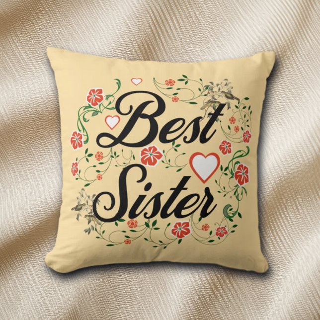 Beste zus Elegant Bloemen Ontwerp Kussen (Creator heeft geüpload)