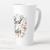 Beste zus Elegant Bloemen Ontwerp Latte Mok (Rechterhoek)
