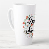 Beste zus Elegant Bloemen Ontwerp Latte Mok (Linkerhoek)