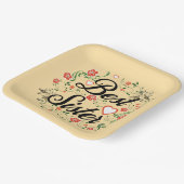 Beste zus Elegant Bloemen Ontwerp Papieren Bordje (Gebogen)