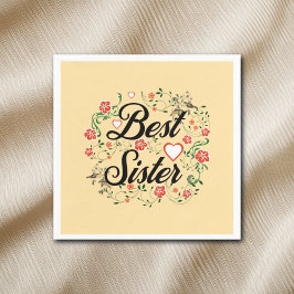 Beste zus Elegant Bloemen Ontwerp Servet