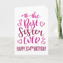Beste Zus Ooit 104e Verjaardag Typografie in Roze