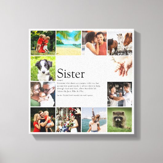 Beste zus ooit definitie 12 foto collage canvas afdruk (Voorkant)